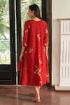 Shop_Vaayu_Orange Muslin, Cotton Applique Open , Round Poppy Jacket Dress _at_Aza_Fashions