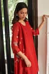 Vaayu_Orange Muslin, Cotton Applique Open , Round Poppy Jacket Dress _Online_at_Aza_Fashions