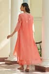 Shop Vaayu Peach Muslin, Cotton Applique, Embroidery Round Hibsicus Floral Kurta Co-ord Set at Aza Fashions Shop_Vaayu_Peach Muslin, Cotton Applique, Embroidery Round Hibsicus Floral Kurta Co-ord Set _at_Aza_Fashions