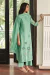 Shop_Vaayu_Mint Muslin, Cotton Applique Keyhole Neck Kurta Set _at_Aza_Fashions