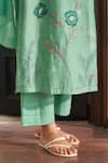 Buy_Vaayu_Mint Muslin, Cotton Applique Keyhole Neck Kurta Set _Online_at_Aza_Fashions