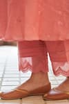 Vaayu_Pink Muslin, Cotton Embroidery Keyhole Neck Thread Work Kurta And Pant Set _Online_at_Aza_Fashions