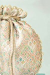 Amyra_Multi Color Tassels, Pearls Chakori Pure Banarasi Silk Potli _Online_at_Aza_Fashions