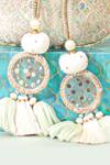 Shop_Amyra_Multi Color Tassels, Pearls Chakori Pure Banarasi Silk Potli _Online_at_Aza_Fashions
