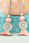 Amyra_Multi Color Pearls, Tassels Manjari Pure Banarasi Silk Potli _at_Aza_Fashions