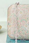 Amyra_Multi Color Embroidery Chakori Pure Banarasi Silk Box Clutch _Online_at_Aza_Fashions