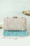 Buy_Amyra_Multi Color Embroidery Chakori Pure Banarasi Silk Box Clutch _at_Aza_Fashions