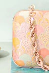 Amyra_Multi Color Embroidery Manjari Pure Banarasi Silk Box Clutch _Online_at_Aza_Fashions