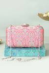 Buy_Amyra_Multi Color Embroidery Ridhi Pure Banarasi Silk Box Clutch _at_Aza_Fashions