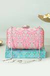 Shop_Amyra_Multi Color Embroidery Ridhi Pure Banarasi Silk Box Clutch _at_Aza_Fashions