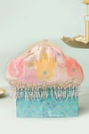 Buy_Amyra_Peach Embroidery, Crystals Abstract Art Banarasi Vintage Purse _at_Aza_Fashions