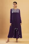 Buy_Bha Sha_Purple Chinon, Shantoon Mirrors Keyhole Neck Royal Tunic Set _Online_at_Aza_Fashions