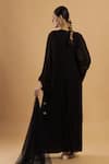 Shop_Bha Sha_Black Georgette, Net Beads Round Neck Anarkali With Dupatta _at_Aza_Fashions
