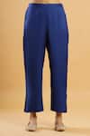 Buy_Bha Sha_Blue Chanderi, Shantoon Embroidery, Indigo Zardozi Work Kurta And Pant Set _Online_at_Aza_Fashions