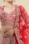 Kalighata_Red Silk Tassels, Embroidery Round Neck Padmawat Lehenga Set _Online_at_Aza_Fashions