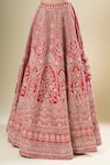 Kalighata_Red Silk Tassels, Embroidery Round Neck Padmawat Lehenga Set _at_Aza_Fashions