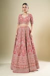 Buy_Kalighata_Red Silk Tassels, Embroidery Round Neck Padmawat Lehenga Set 