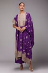 Buy_Anamika Khanna_Purple Embroidery, Zari Round Neck Skirt Set _at_Aza_Fashions