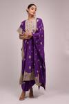 Anamika Khanna_Purple Embroidery, Zari Round Neck Skirt Set _Online_at_Aza_Fashions