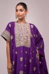 Buy_Anamika Khanna_Purple Embroidery, Zari Round Neck Skirt Set _Online_at_Aza_Fashions