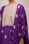 Shop_Anamika Khanna_Purple Embroidery, Zari Round Neck Skirt Set _Online_at_Aza_Fashions