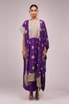 Anamika Khanna_Purple Embroidery, Zari Round Neck Skirt Set _at_Aza_Fashions