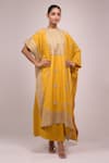 Buy_Anamika Khanna_Mustard Embroidery Round Neck Skirt Set _Online_at_Aza_Fashions