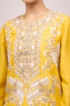 Shop Anamika Khanna Mustard Silk Embroidery, Sequins Round Neck Kurta Set Online at Aza Fashions Shop_Anamika Khanna_Mustard Silk Embroidery, Sequins Round Neck Kurta Set_Online_at_Aza_Fashions