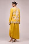 Shop Anamika Khanna Mustard Silk Embroidery, Sequins Round Neck Kurta Set at Aza Fashions Shop_Anamika Khanna_Mustard Silk Embroidery, Sequins Round Neck Kurta Set_at_Aza_Fashions