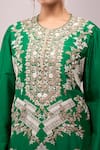 Anamika Khanna_Emerald Green Embroidery Round Neck Kurta Set _Online_at_Aza_Fashions