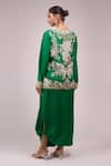 Shop_Anamika Khanna_Emerald Green Embroidery Round Neck Kurta Set _at_Aza_Fashions