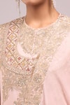 Buy_Anamika Khanna_Pink Beads, Embroidery Round Neck Kurta Set _Online_at_Aza_Fashions