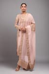 Buy_Anamika Khanna_Pink Beads, Embroidery Round Neck Kurta Set _at_Aza_Fashions