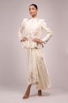 Shop_Anamika Khanna_Ivory Embroidery Mandarin Collar Peplum Jacket Set _Online_at_Aza_Fashions