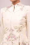 Anamika Khanna_Ivory Embroidery Mandarin Collar Peplum Jacket Set _at_Aza_Fashions