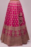 Azeera_Pink Silk Sequins, Zari, Embroidery Round Neck Rani Lehenga Set _at_Aza_Fashions