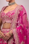 Buy_Azeera_Pink Silk Sequins, Zari, Embroidery Round Neck Rani Lehenga Set 