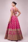 Shop_Azeera_Pink Silk Sequins, Zari, Embroidery Round Neck Rani Lehenga Set _at_Aza_Fashions