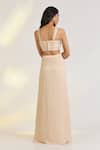 Ewoke_Pink Organza, Georgette, Satin Embroidery Scoop Neck, Open Designer Elara Set _at_Aza_Fashions