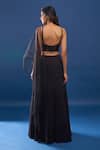 Shop_Samyukta Singhania_Black Georgette, Net Sequins, Embroidery Sweetheart Neck Lehenga Set _at_Aza_Fashions