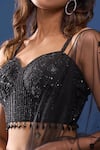 Buy_Samyukta Singhania_Black Georgette, Net Sequins, Embroidery Sweetheart Neck Lehenga Set _Online_at_Aza_Fashions