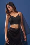 Shop_Samyukta Singhania_Black Georgette, Net Sequins, Embroidery Sweetheart Neck Lehenga Set _Online_at_Aza_Fashions