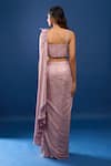 Shop_Samyukta Singhania_Mauve Lycra Embroidery, Sequins One Shoulder Pink Pre-draped Saree With Blouse _at_Aza_Fashions