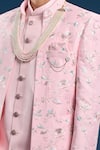 Buy_Arihant Rai Sinha_Pink Jacquard, Silk Embroidery Self Weaving Sherwani Set _Online_at_Aza_Fashions