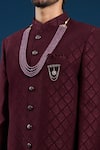 Buy_Arihant Rai Sinha_Maroon Silk, Cotton Embroidery Self Weaving Sherwani And Pant Set 