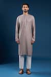 Arihant Rai Sinha_Gray Georgette, Cotton Sequins, Light Grey Thread Work Kurta And Pant Set _Online_at_Aza_Fashions