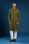 Buy Arihant Rai Sinha Olive Green Georgette, Cotton Sequins Thread Work Kurta Set at Aza Fashions Buy_Arihant Rai Sinha_Olive Green Georgette, Cotton Sequins Thread Work Kurta Set _at_Aza_Fashions