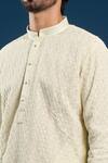 Arihant Rai Sinha_Beige Georgette, Cotton Embroidery, Sequins Thread Kurta Set _Online_at_Aza_Fashions