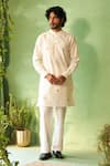 Buy_Charkhee_Off White Chanderi, Voile, Poplin Embroidery Kurta Set _at_Aza_Fashions