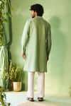 Shop_Charkhee_Green Chanderi, Voile, Poplin Embroidery Tea Kurta And Pant Set _at_Aza_Fashions